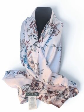 Lauren Ralph Lauren 100% Silk Floral Scarf Wrap 72 X 16.5